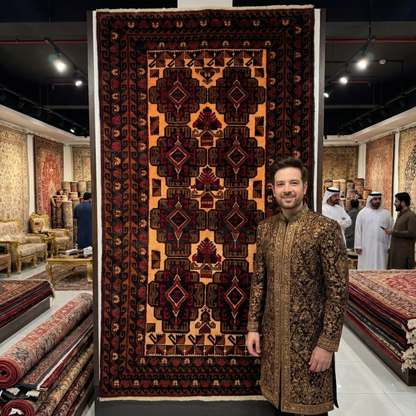 4x6 ft Handmade Baluchi Rug – Rich Brown and Cream Design, Perfect for Any Space