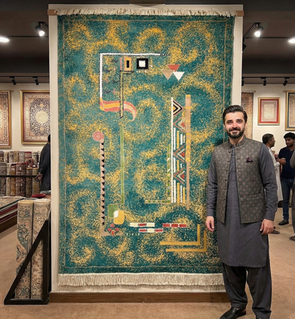 Vibrant Tortoise Persian Area Rug - 4.5 ft x 6.5 ft - 500 Reeds - Farsh Aryan 7