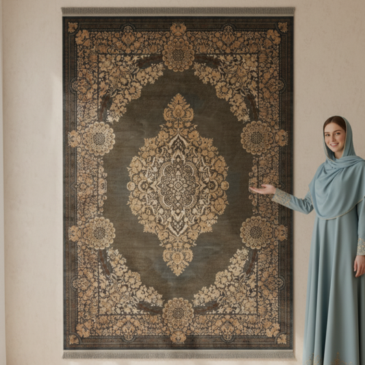 8 ft x 11 ft Persian Rug - Beheshti Tabriz 1200 Reeds Luxurious Silk & Cotton Floral Blue