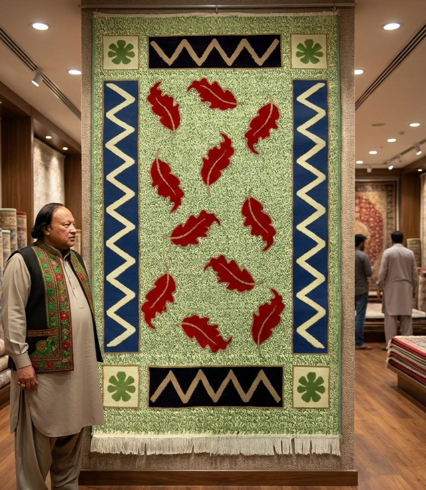 Chic Persian 500 Reeds Area Rug - 3 ft x 6.5 ft - Farsh Aryan 7 in Vibrant Green