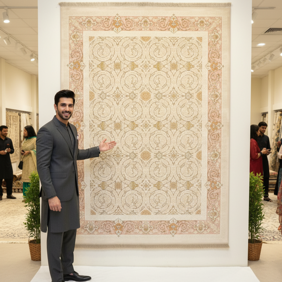 8x11 ft Persian Rug - Beheshti Tabraiz Collection - Peach Silk Luxury Machine-Made