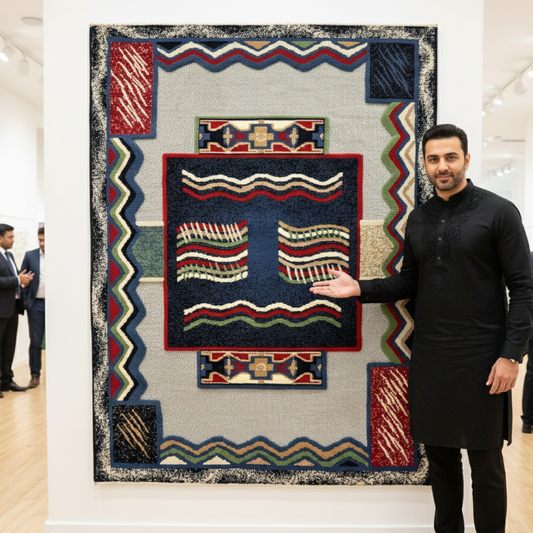 4.5 ft x 6.5 ft Persian Rug - Tabriz Essence Collection - 500 Reeds - Multicolor Geometric Design