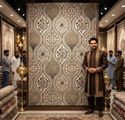 Chic White Floral Area Rug - 5 ft x 8 ft - Persian 500 Reeds Ana Floral Collection