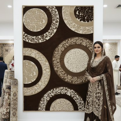 7ft x 10ft Persian Rug - Gol Bidgol Design, 700 Reeds, Acrylic & Polyester, Elegant Circles