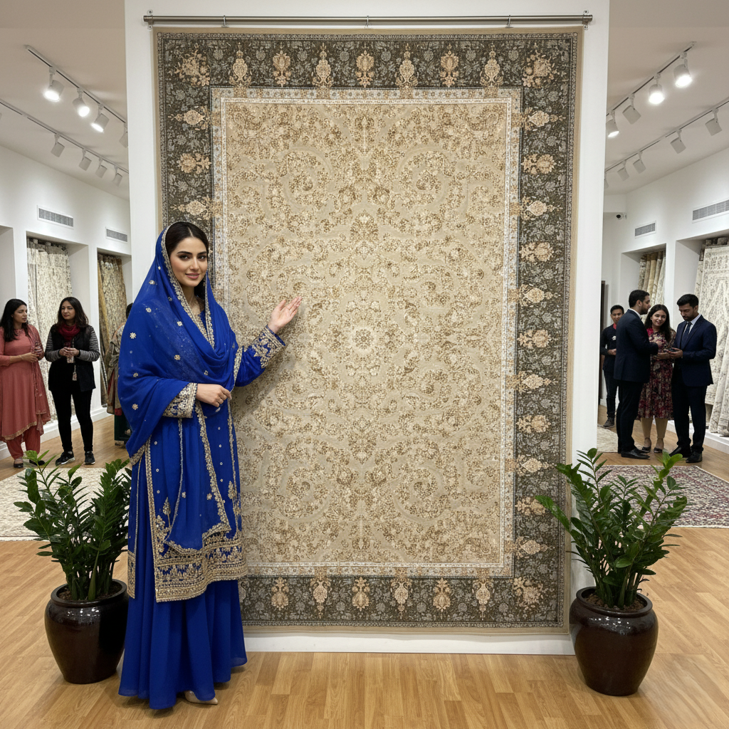 8x11 ft Persian Rug - Beheshti Tabraiz Collection - Brown Silk Luxury Machine-Made