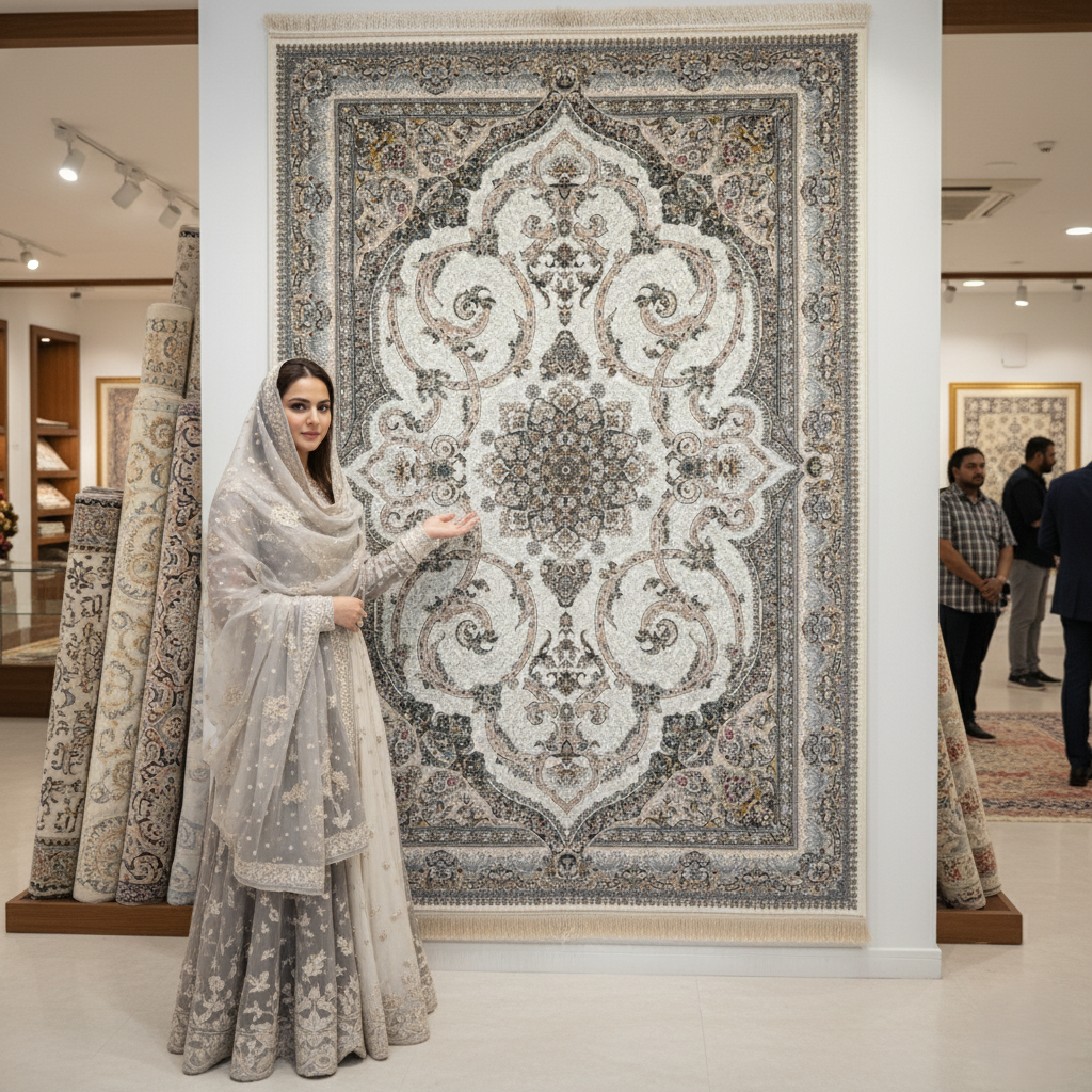 5ft x 8ft Persian Rug - Miniature Design - 1500 Reeds - Premium Silk | Elegant Ivory & Gold