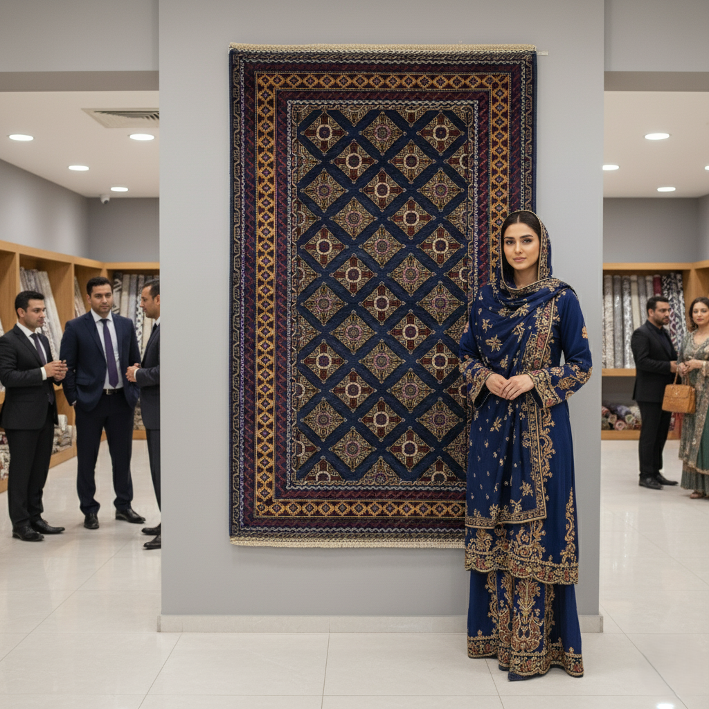 4 ft x 6 ft Afghan Handmade Wool Rug - Zakani Tribal Baluch Design, Deep Blues & Rich Gold Accents