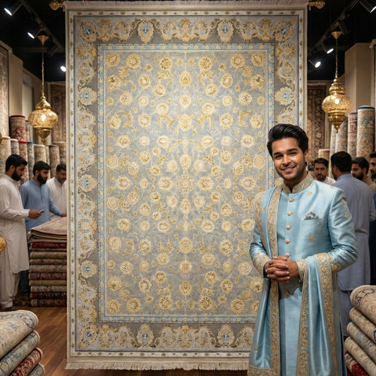 8 ft x 11 ft Area Rug - Persian 1200 Reeds - Farsh Kakh 1 - L. Grey - Transform Your Space with Timeless Elegance