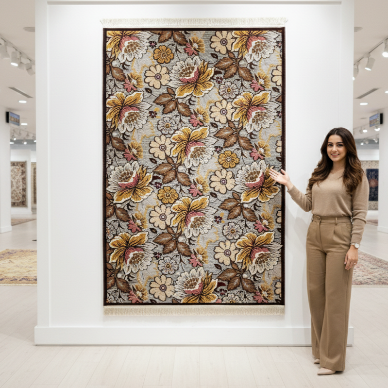 5 ft x 8 ft Persian Silky Rug - Nain Blossom Collection - Multicolor Floral Luxury Carpet