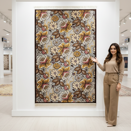 5 ft x 8 ft Persian Silky Rug - Nain Blossom Collection - Multicolor Floral Luxury Carpet