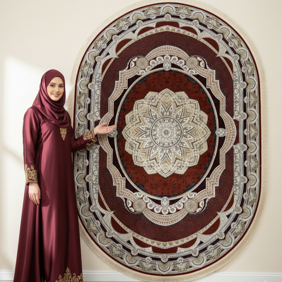 7.5 ft x 10 ft Persian Oval Rug – Miniature by Pars Nagsh Kashan – 1500 Reeds – Elegant Design