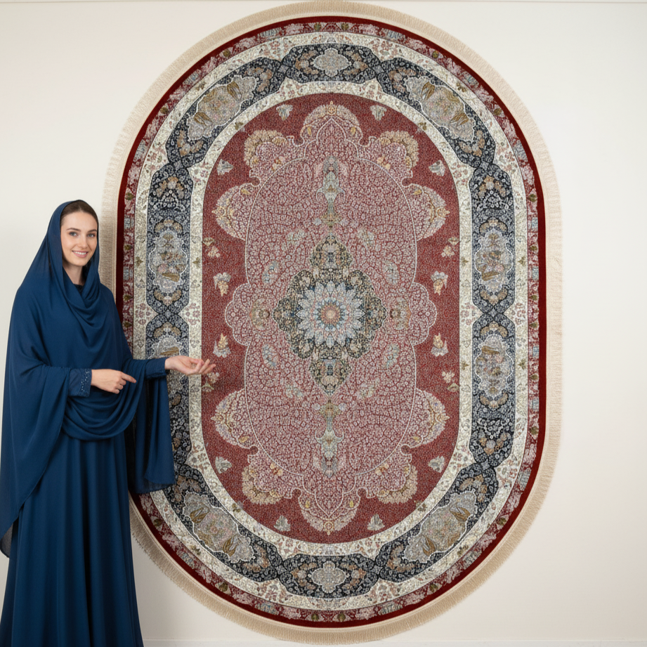 7.5 ft x 10 ft Persian Oval Rug – Pars Nagsh Kashan – 1500 Reeds – Luxurious Miniature Design