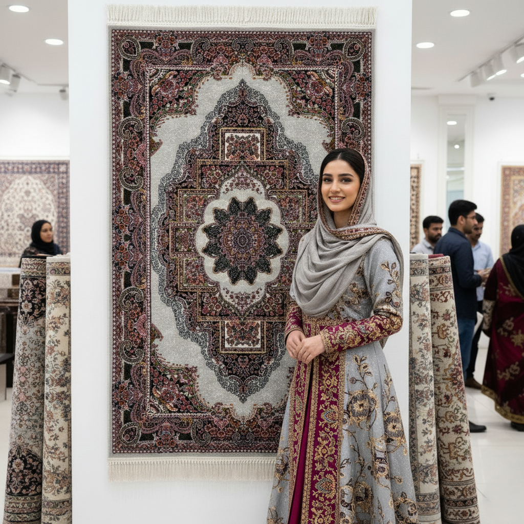 4 ft x 6 ft Persian Rug - Farsh e Shamiran | 700 Reeds | Luxurious, Machine-Made | Elegant Burgundy & Ivory Design | Durable, Easy Maintenance, Eco-Friendly | Made in Iran