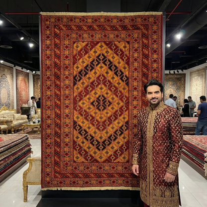 Stunning Handmade Afghan Chobi Rug - 5 ft x 6.5 ft - Exquisite Wool Weaving