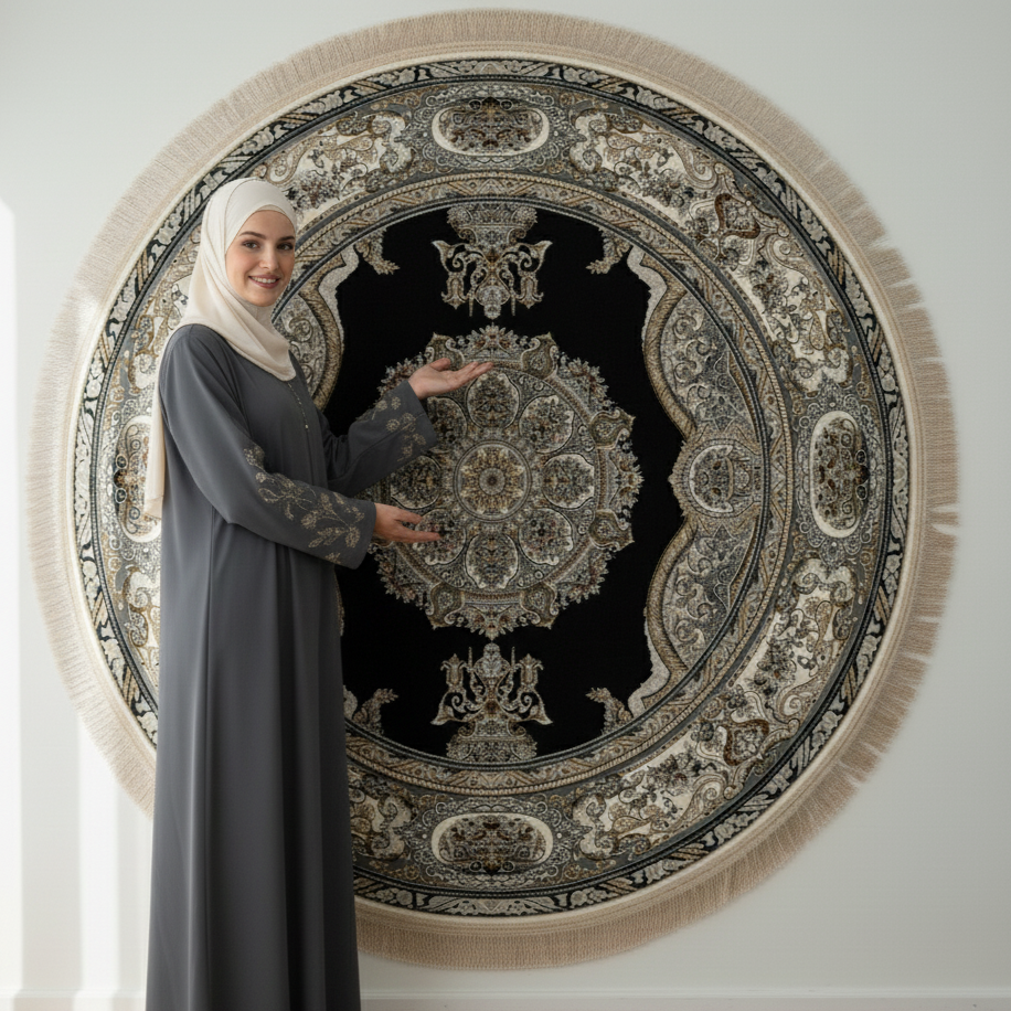 5 ft x 5 ft Persian Round Rug - Miniature by Pars Nagsh Kashan - 1500 Reeds - Luxurious Floral Design