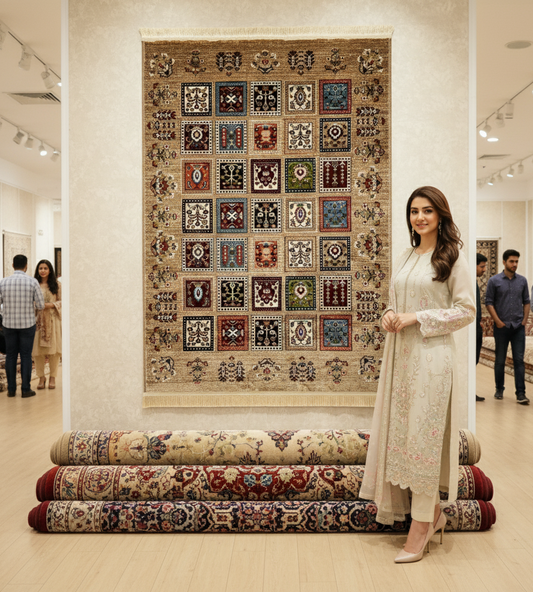 Turkish Rug - Anatolian Heritage Collection - Beige Multicolor Tribal Squares