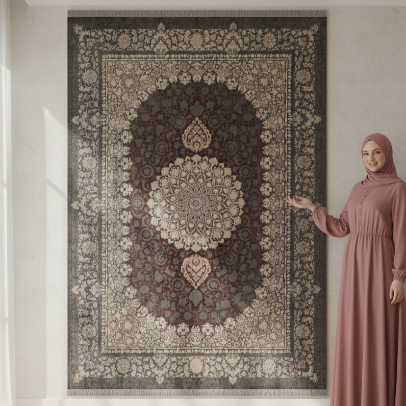 8 ft x 11 ft Persian Rug - Beheshti Tabriz 1200 Reeds Elegant Silk & Cotton Vintage Medallion