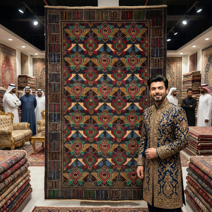 Authentic Handmade Baluchi Rug - 4ft x 6ft Vibrant Multicolor Geometric Wool Carpet