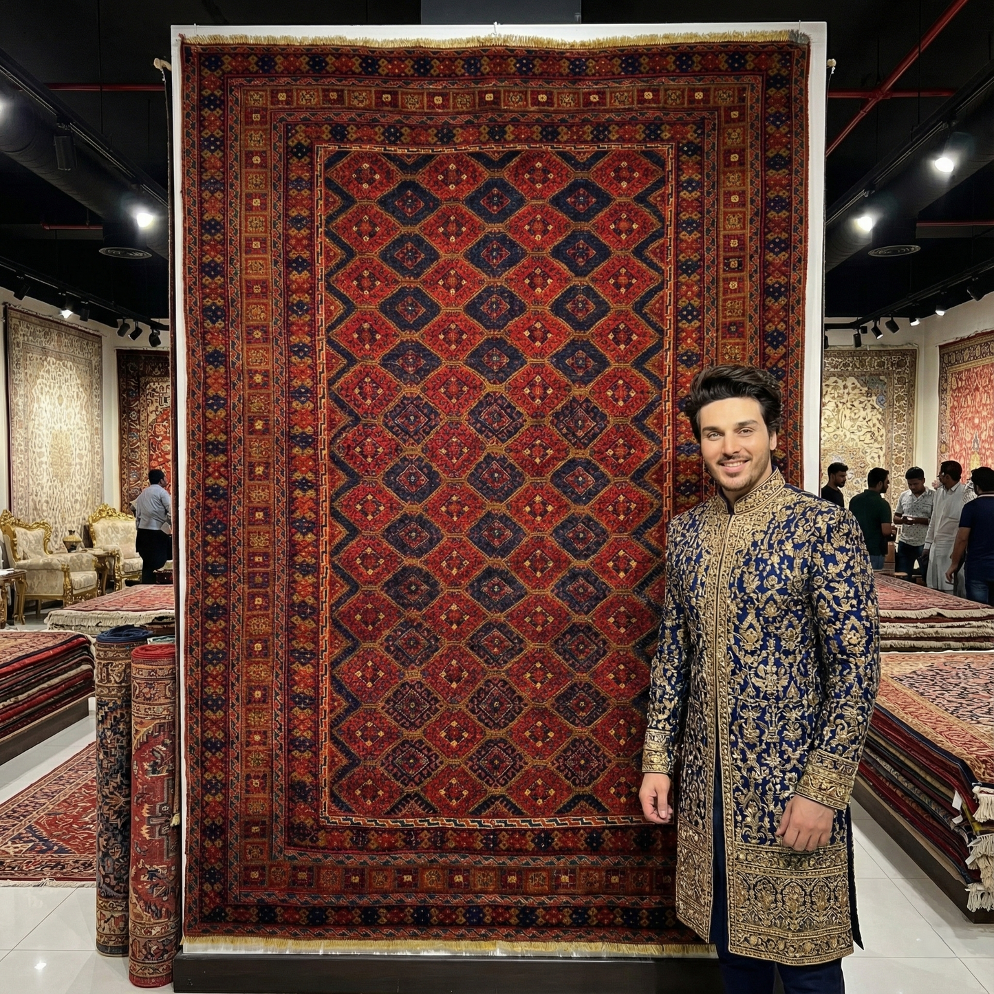 Handmade Mashwani Afghan Rug - Authentic 5x6.5 ft Wool Carpet with Intricate Geometric Patterns