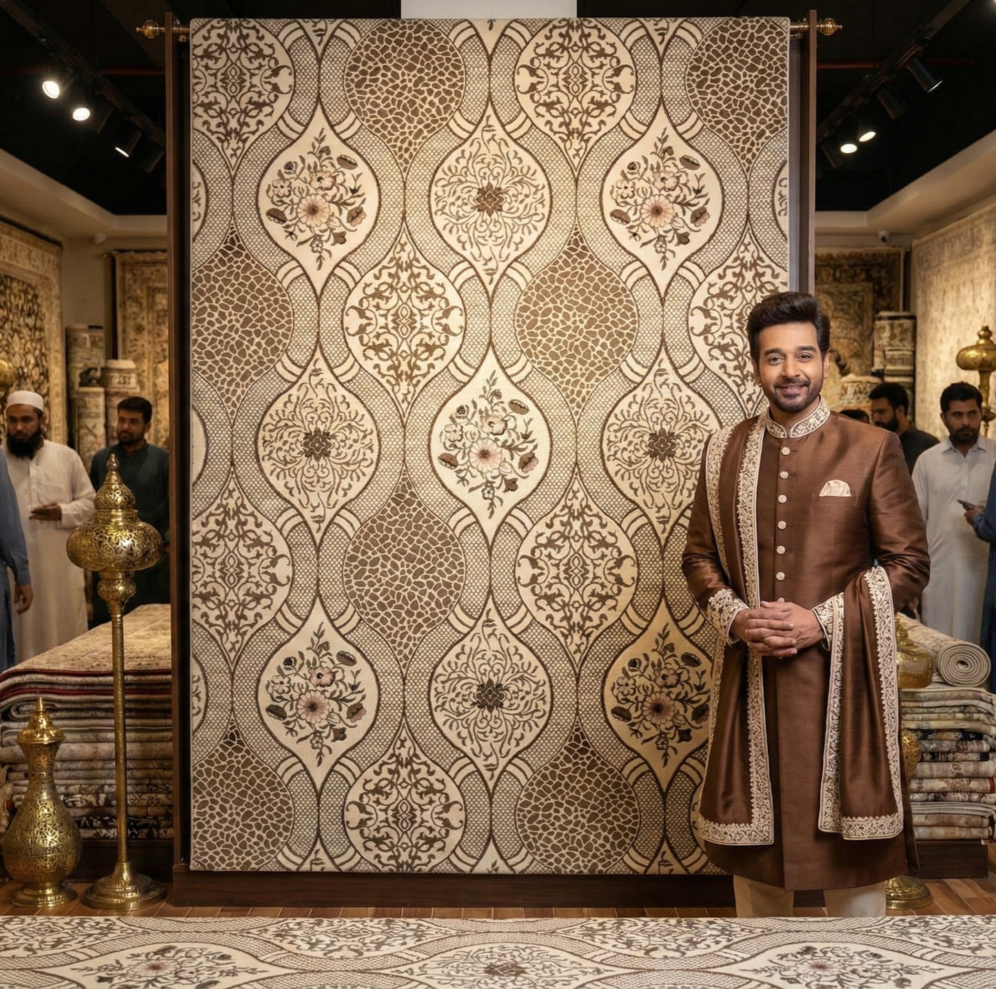 Stylish 7 ft x 10 ft Persian 500 Reeds Ana Floral 1 Area Rug - Grey with Multi Colors