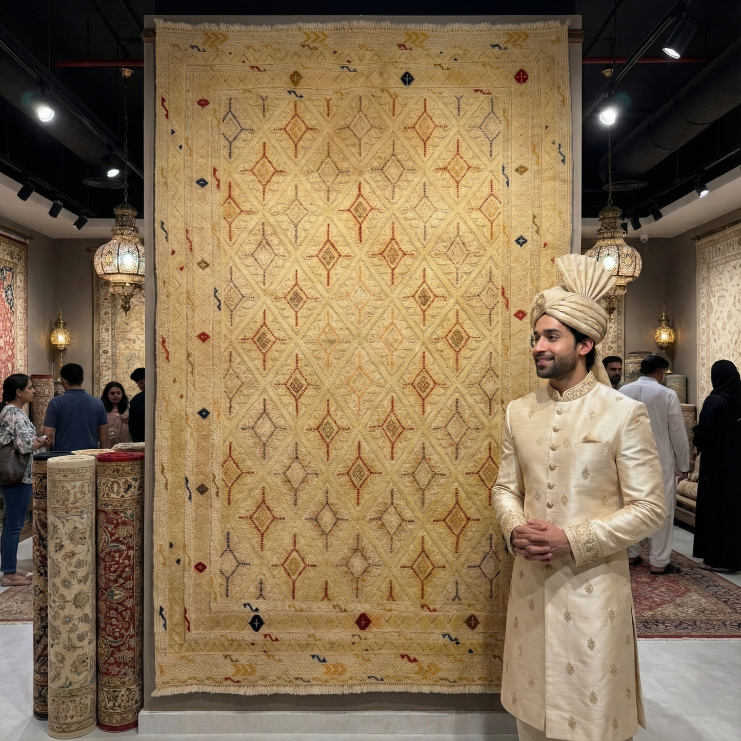 Handmade Herat Afghan Wool Rug - 2.5ft x 4ft | Authentic Beige Oriental Carpet