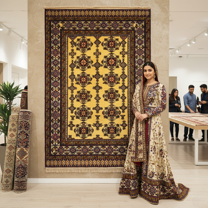 Handmade Afghan Wool Rug - 4 ft x 6 ft | Baluchi Aqsi Design | Elegant, Durable, Eco-Friendly Luxury