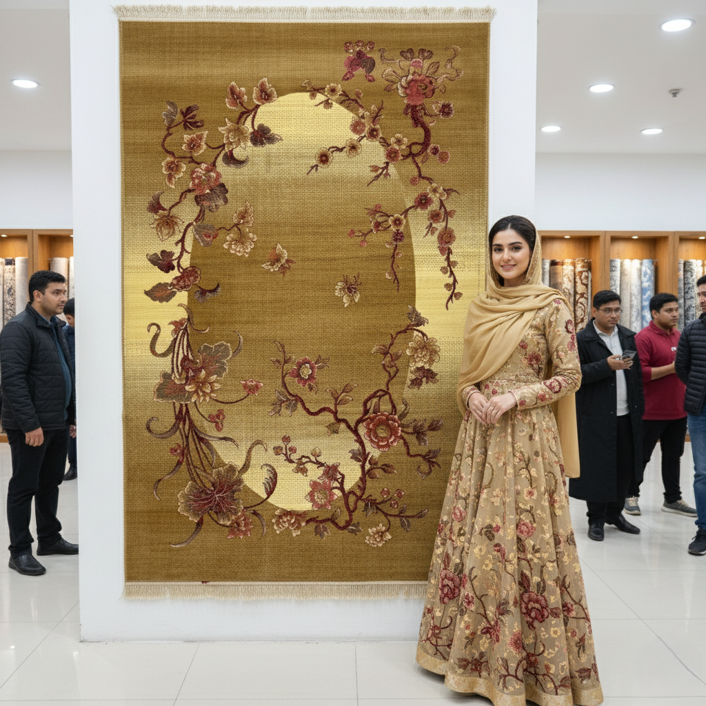 5ft x 8ft Persian Rug - Farsh e Nab | 500 Reeds | Luxurious, Machine-Made | Elegant Gold & Burgundy Floral Design | Durable, Easy Maintenance, Eco-Friendly | Made in Iran