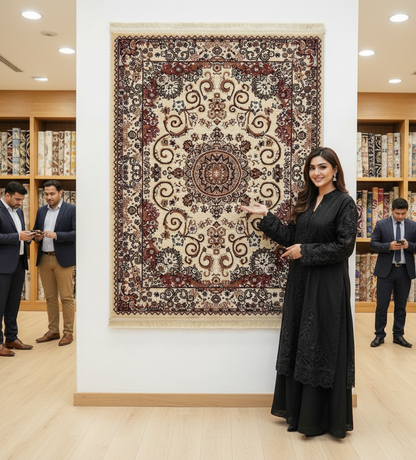 Turkish Rug – Golden Aura Collection – Beige Luxury Medallion