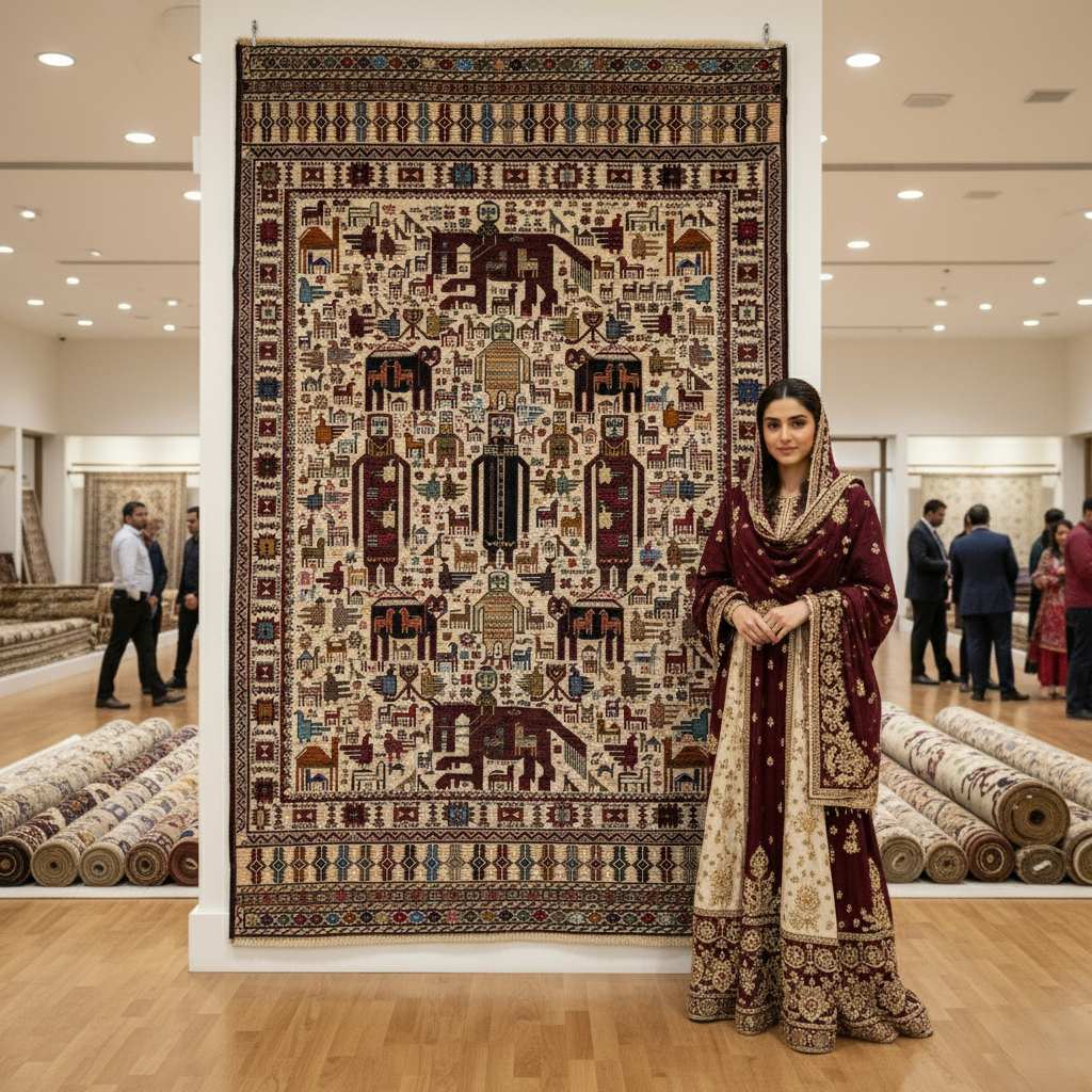 4ft x 6.5ft Handmade Afghan Wool Kilim Rug – Unique Pictorial Design with Elephants & Animals – Durable, Luxurious, Eco-Friendly