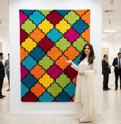 3 ft x 5 ft Turkish Rug - Istanbul Mosaic Collection - Multicolor Modern Luxury