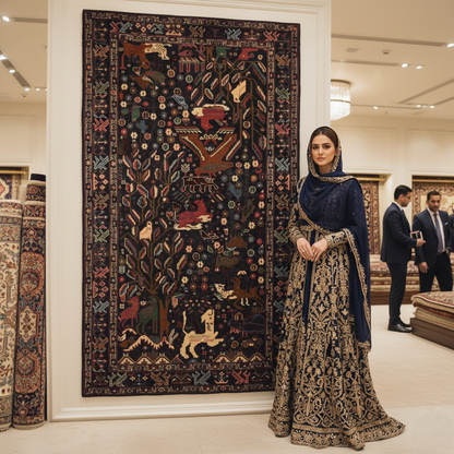 Elegant Afghan Handmade Shikargah Rug – 4 ft x 6 ft – Vibrant Hunting Scene Design with Rich Colors – Premium Wool, Traditional Afghan Craftsmanship