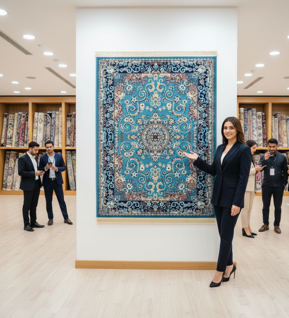 Turkish Rug – Sapphire Palace Collection – Turquoise Blue Elegance