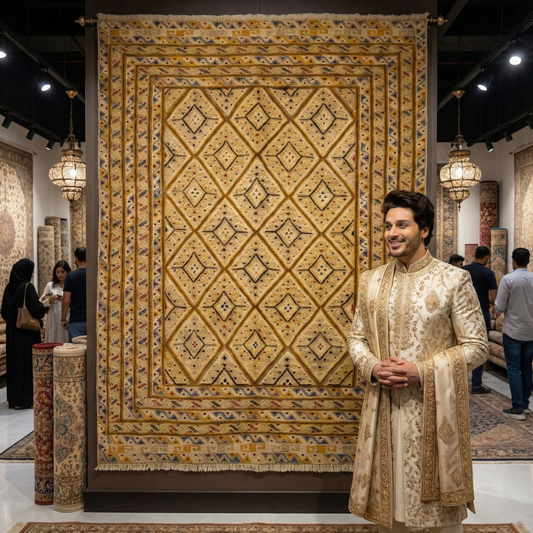 Handmade Herat Afghan Wool Rug - 2.5ft x 4ft | Authentic Beige Oriental Carpet