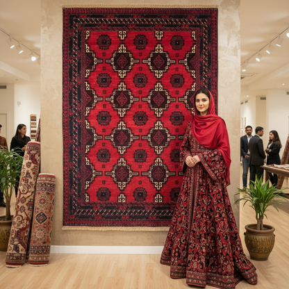 Handmade Afghan Wool Rug - 4 ft x 5.5 ft | Baluchi Aqsi Design | Elegant, Durable, Eco-Friendly Luxury
