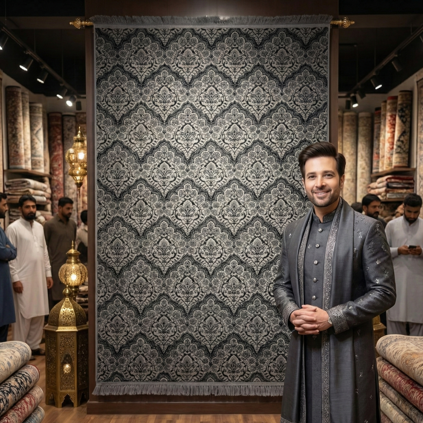 Elegant 7 ft x 10 ft Persian Area Rug - Mahromah 9 - Black - Superior Comfort & Luxury Style Accent