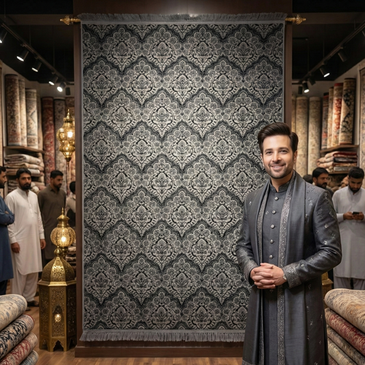 Elegant 7 ft x 10 ft Persian Area Rug - Mahromah 9 - Black - Superior Comfort & Luxury Style Accent