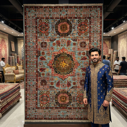 Exquisite Handmade Chobi Rug - 3 ft x 5 ft - Unique Geometric Design