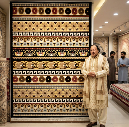 Elegant Dark Brown and Multi-Colored Silky Area Rug - 5 ft x 8 ft - Persian Taymaz Collection