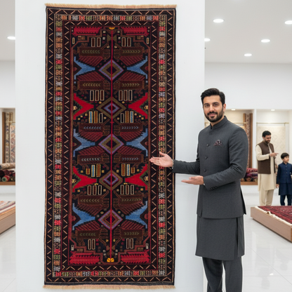 Handmade Afghan Wool Rug - 4 ft x 8 ft | Baluchi Aqsi Design | Vibrant, Durable, Eco-Friendly Luxury