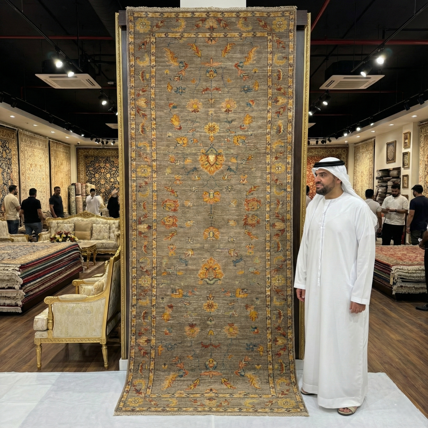 Luxurious Chobi Handmade Runner Rug - 3 ft x 9.5 ft - Exquisite Wool Material and Intricate Floral Design