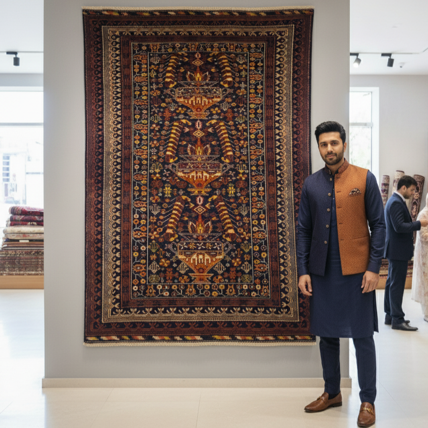 4 ft x 6 ft Afghan Handmade Wool Rug - Sultani Guldan Design, Warm Earth Tones, Durable & Eco-Friendly