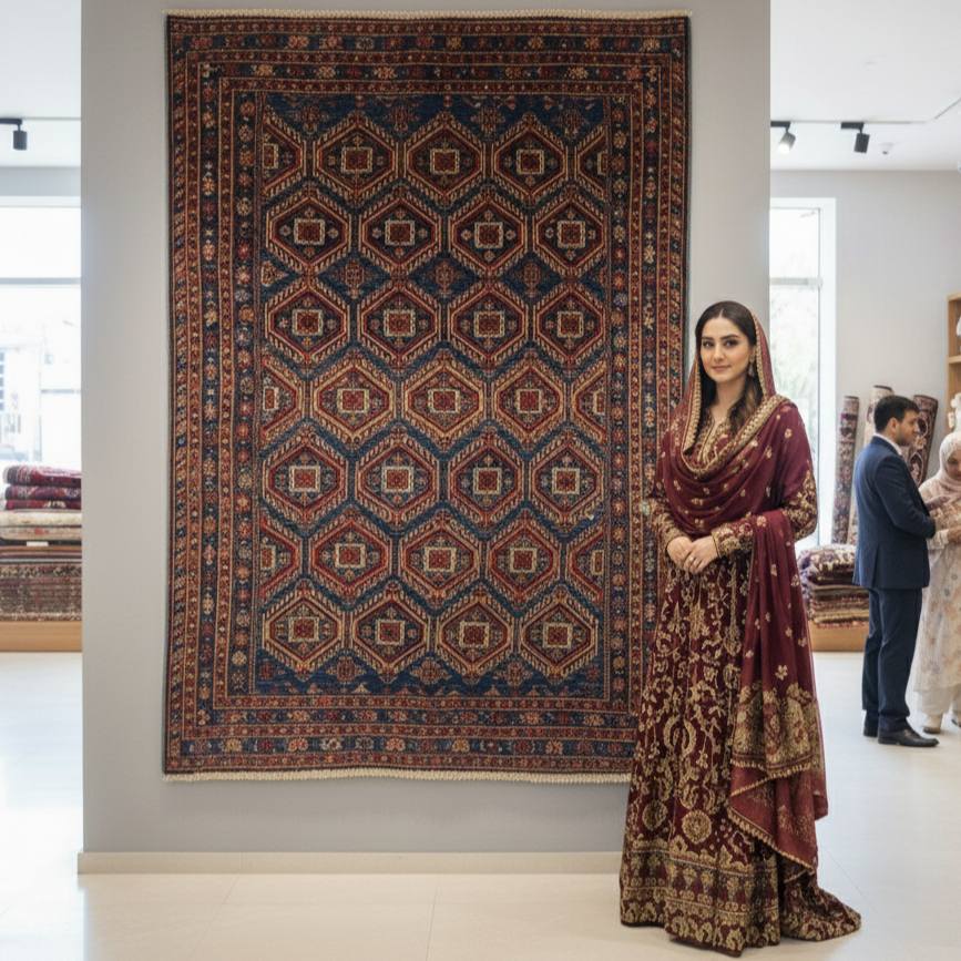 4 ft x 6 ft Afghan Handmade Wool Rug - Zakani Tribal Baluch, Bold Geometric Patterns, Rich Colors