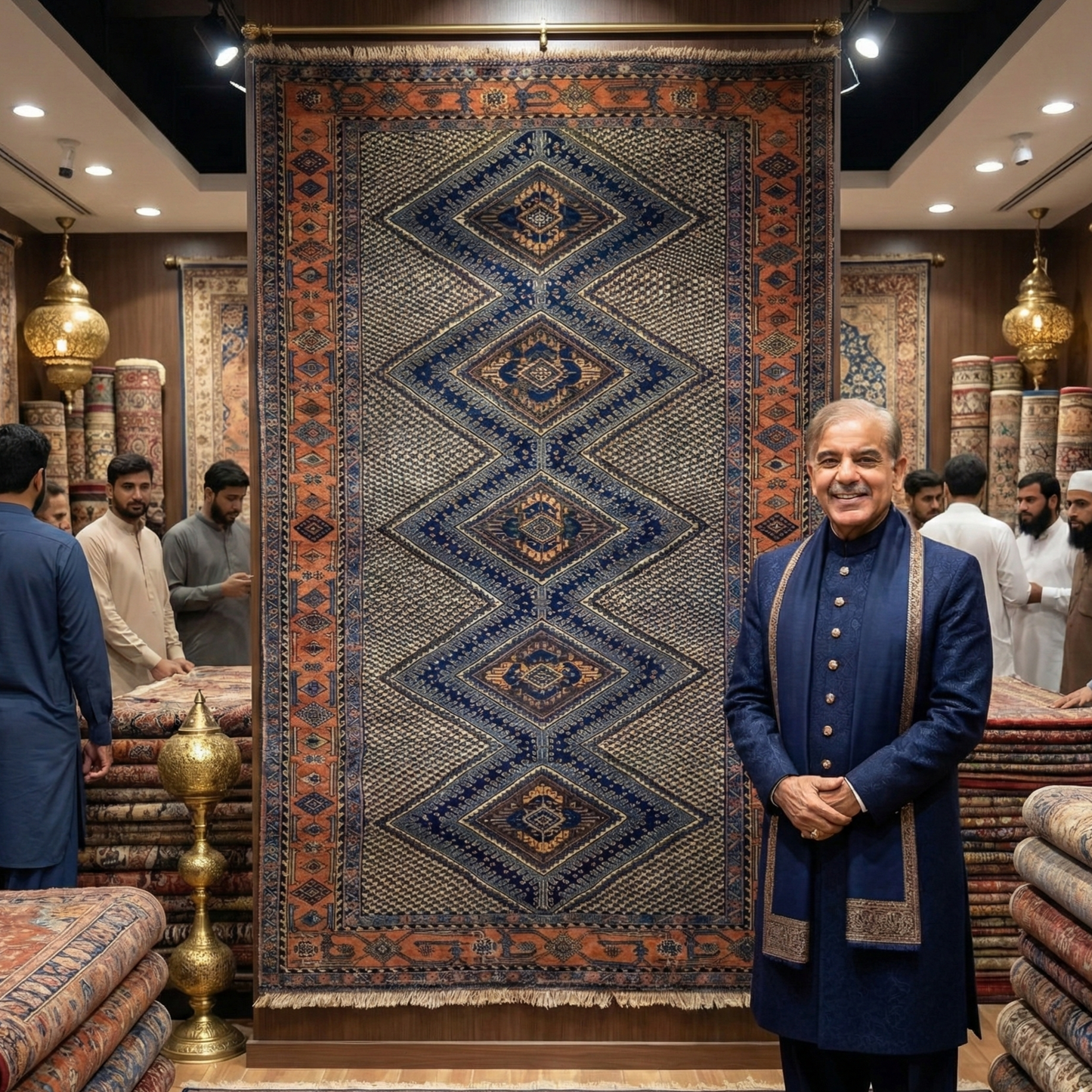 Afghan Kazak 1 - 4 ft x 6 ft Handmade Wool Carpet - Dark Blue - Bespoken Elegance and Artistic Rug