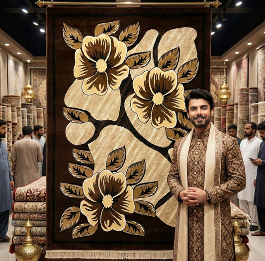 Elegant Brown and Beige Area Rug - 5 ft x 8 ft - Persian 500 Reeds Bharestan Baidgal FD Collection