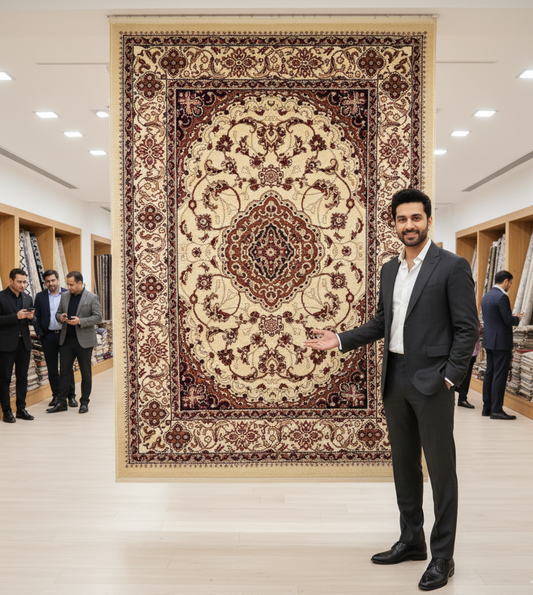 Turkish Rug – Ottoman Elegance Collection – Cream & Maroon Classic Medallion