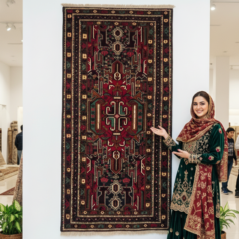 Handmade Afghan Wool Rug - 4 ft x 7 ft | Baluchi Aqsi Design | Luxurious, Durable, Eco-Friendly