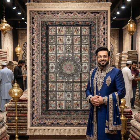 4 ft x 6 ft Area Rug - Persian 1200 Reeds - Farsh Kilim Mojalal 5 - Beige - Luxurious Persian Elegance for Your Home