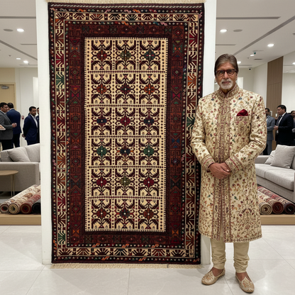 Authentic Handmade Baluchi Rug - 3' x 5' - Rich Geometric Pattern - Handwoven Wool Area Rug