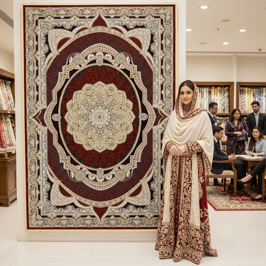 5ft x 8ft Persian Rug - Miniature | 1500 Reeds | Premium Silk, Machine-Made | Elegant Red & Gold Medallion Design | Luxurious, Durable, Easy Maintenance | Made in Iran