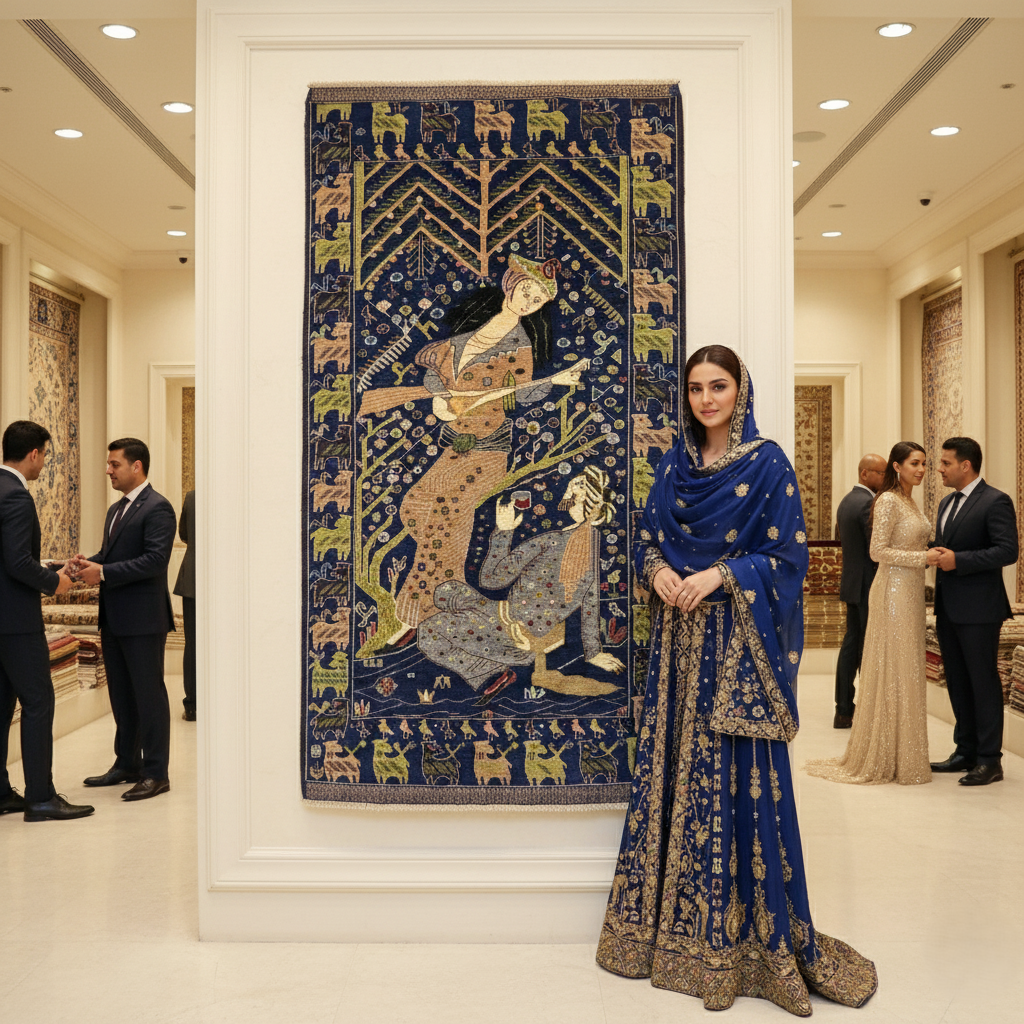 Stunning Afghan Handmade Shikargah Rug – 3.5 ft x 6.5 ft – Elegant Hunting Scene with Figures & Nature – Premium Wool, Traditional Afghan Craftsmanship